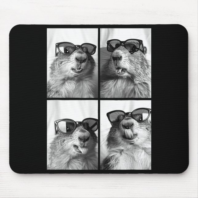 Mousepad Cute Groundhogs Sungles Cool Forest Animal Photo B (Frente)
