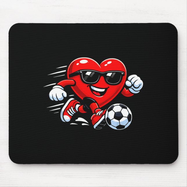Mousepad Cute Heart Playing Soccer Valentines Day Soccer Bo (Frente)