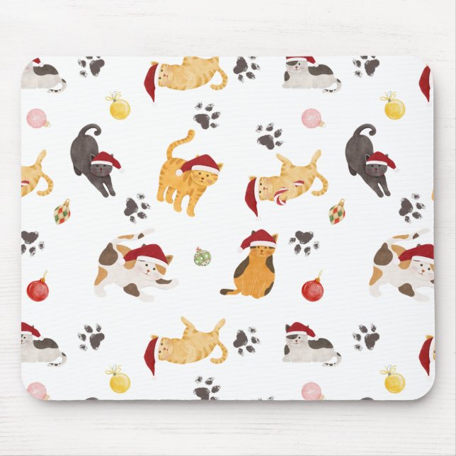Mousepad Cute Holiday Cat Pattern (Frente)