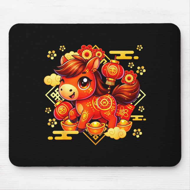 Mousepad Cute Horse Lunar Chinese New Year 2026 Men Women K (Frente)