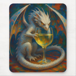 Mousepad Cute Ivory Dragon & White Wine Arte de Fantasia