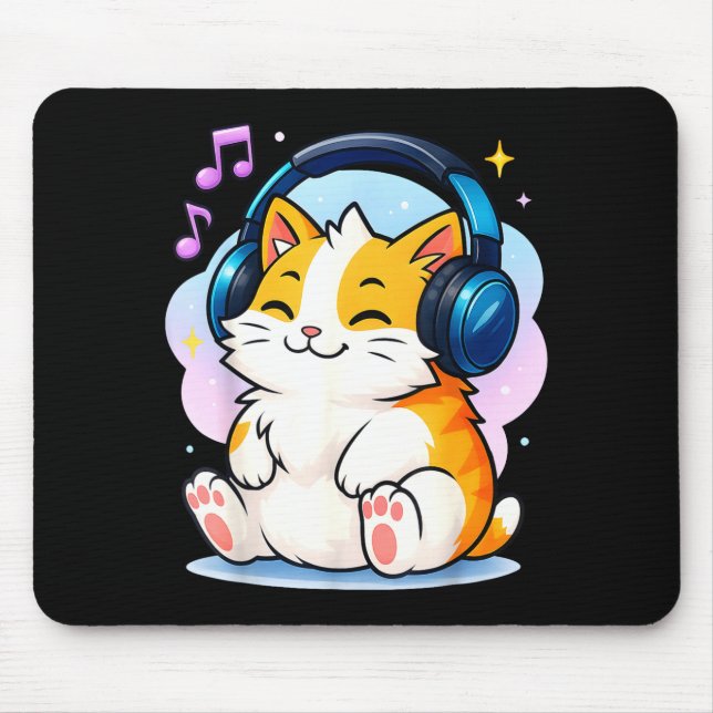 Mousepad Cute Kawaii Cat Neko Funny Music Kitten Lover K-p  (Frente)