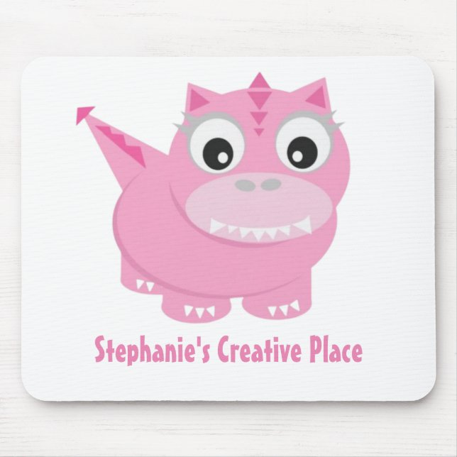 Mousepad Cute Kawaii Pink Dino (Frente)