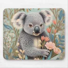 Mousepad Cute Koala Elegant Pastel Floral