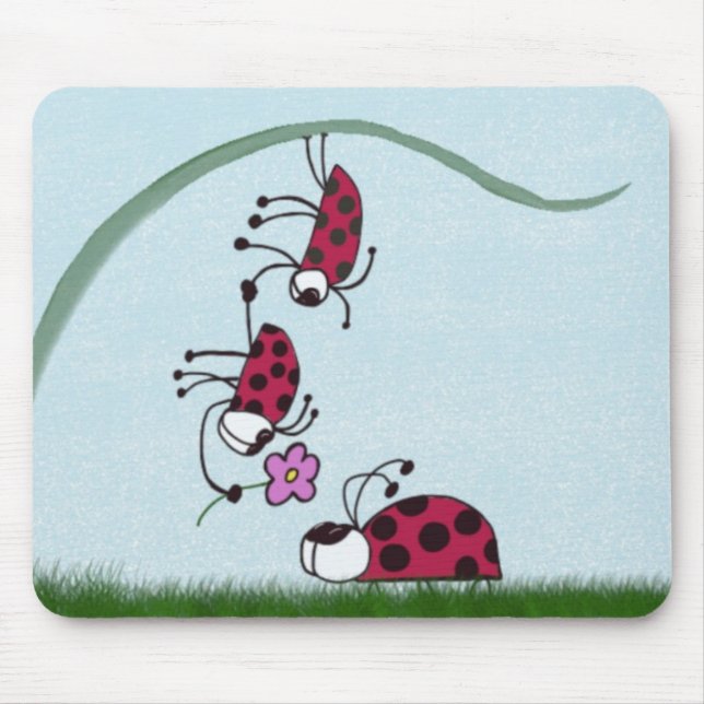 Mousepad Cute Ladybug Professando Sua Pintura De Amor (Frente)