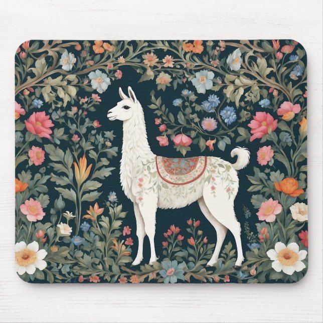 Mousepad Cute Llama Elegant Floral (Frente)