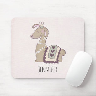 Mousepad Cute Llama Princess Vestindo uma Coroa