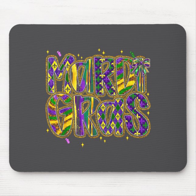 Mousepad Cute Mardi Gras Fat Coquette Bow Tuesday Kids Girl (Frente)