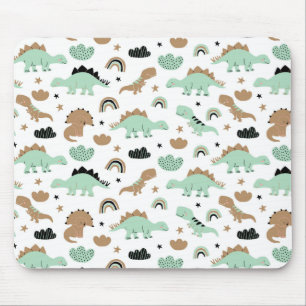 Mousepad Cute Mint Green Dinosaur Pattern