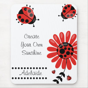 Mousepad Cute Modern Red Ladybug Personalized