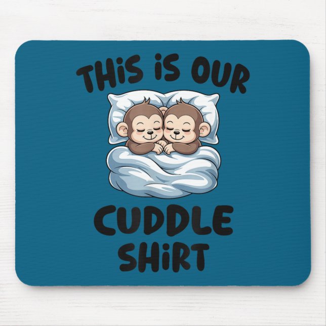 Mousepad Cute Monkey Couple This Is Our Cuddle  (Frente)