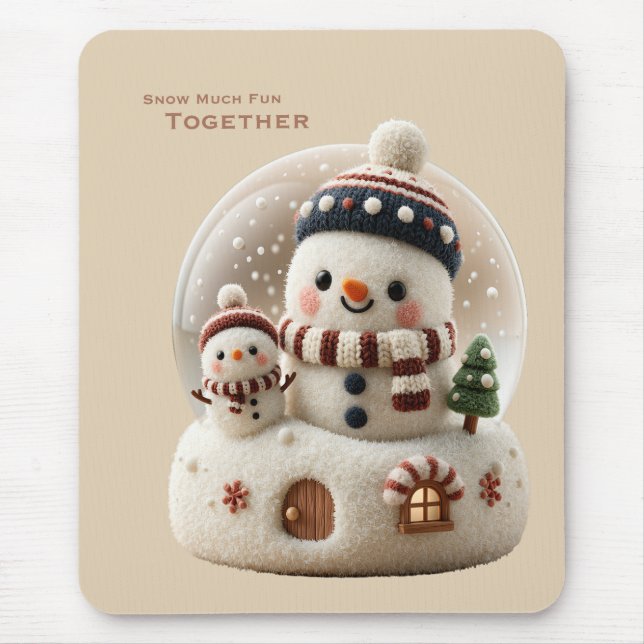 Mousepad Cute Needle Felted Snowman Snowglobe (Frente)