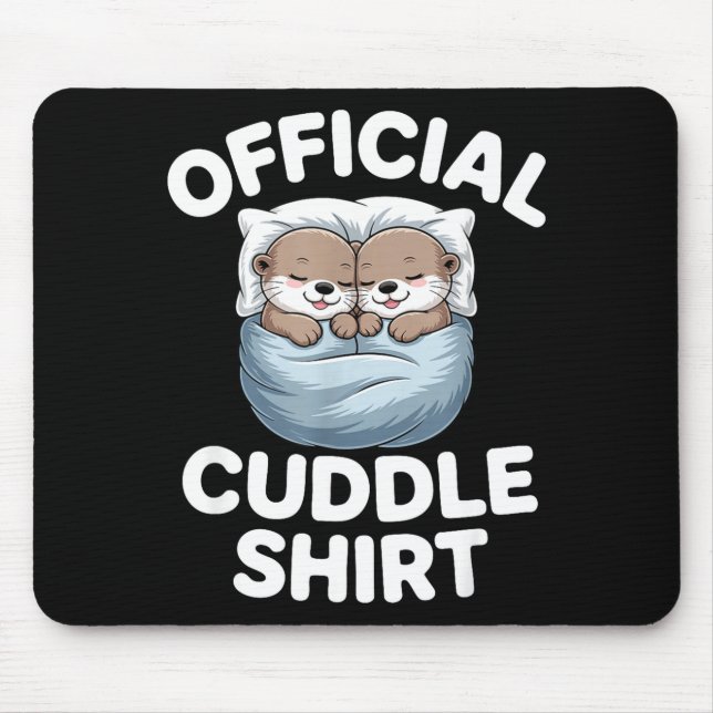Mousepad Cute Otter Couple Cozy Cuddle  (Frente)
