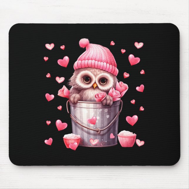 Mousepad Cute Owl In Valentines Basket For Girls Women Nk R (Frente)