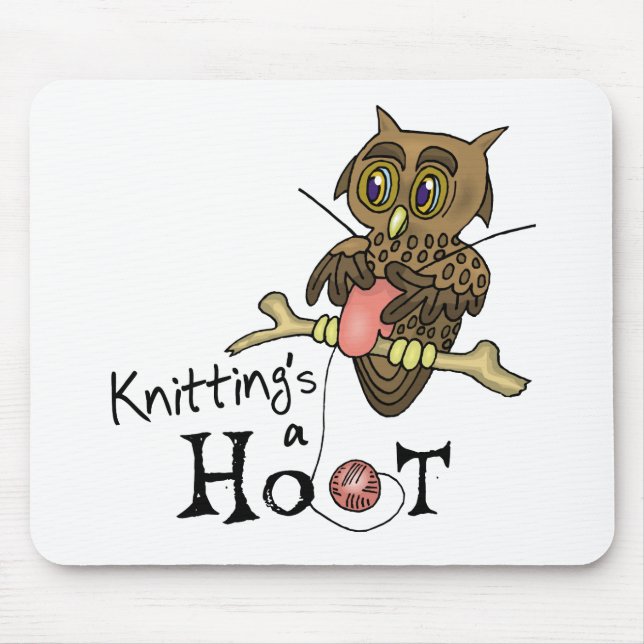 Mousepad Cute Owl Knitting (Frente)