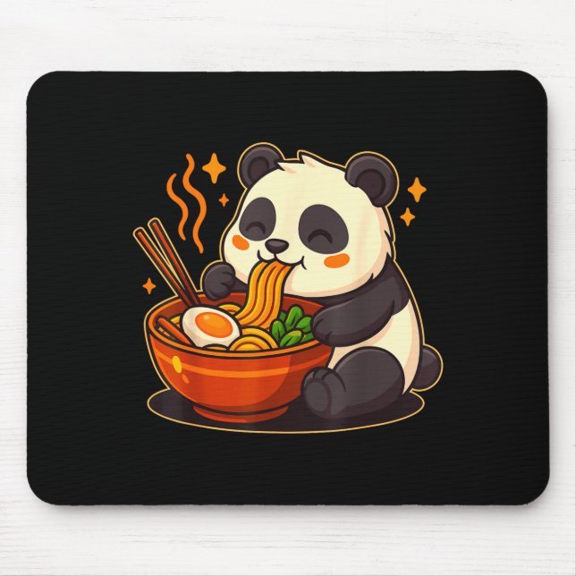 Mousepad Cute Panda Eating Ramen Noodles  (Frente)