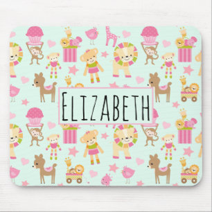 Mousepad Cute Pattern with Happy Animals & Toys