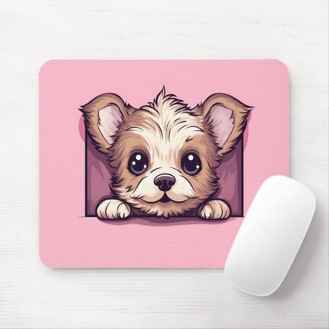 Mousepad Cute Peeking Yorkshire Terrier Dog (Com mouse)