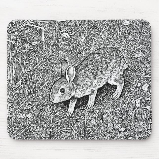 Mousepad Cute pencil sketch bunny  (Frente)