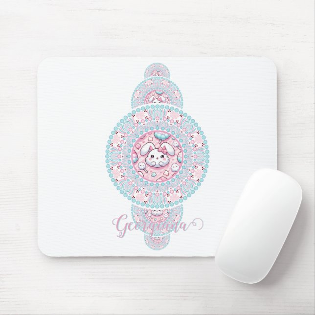 Mousepad Cute Personalizado Kawaii Bunny Mandala Ornamental (Com mouse)