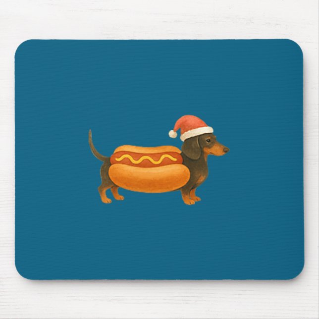 Mousepad Cute Petite Christmas Funny Hot Dog Dachshund  (Frente)