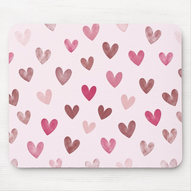 Mousepad Cute Pink Heart Pattern – Romantic &Stylish Design (Frente)