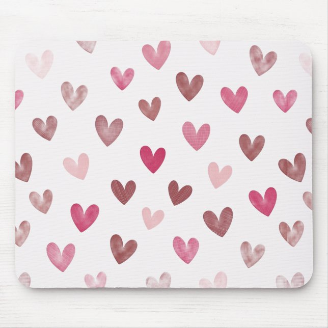Mousepad Cute Pink Heart Pattern – Romantic &Stylish Design (Frente)