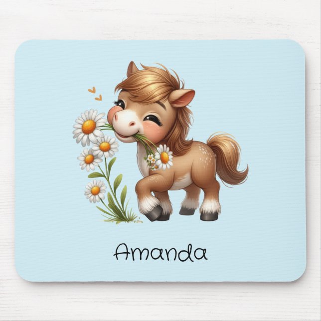 Mousepad Cute Pony Eating Daisies (Frente)