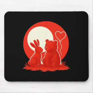 Mousepad Cute Rabbit Bear Couple Valentine's Day Lovers 