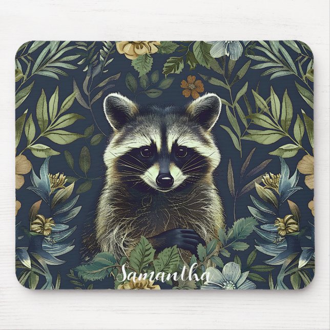 Mousepad Cute Racoon Bandit in Undergrowth (Frente)