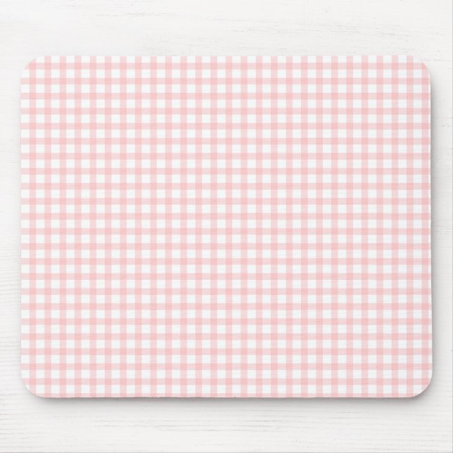 Mousepad Cute Retro Pink Gingham Plaid pattern (Frente)
