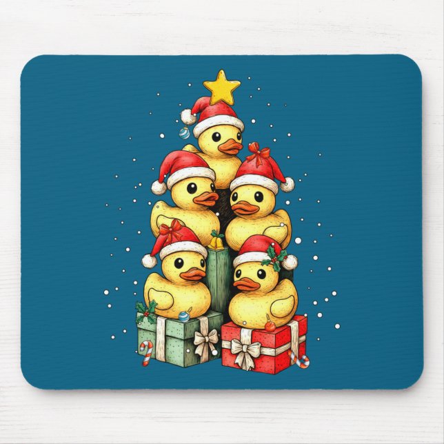Mousepad Cute Rubber Ducks Le Duckie Christmas Tree Xmas Ha (Frente)