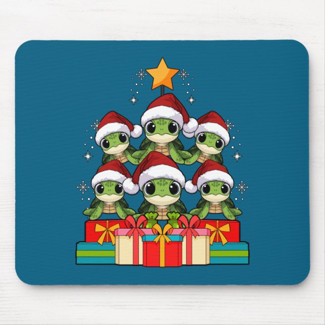Mousepad Cute Sea Turtle Le Ocean Christmas Tree Xmas Hat L (Frente)