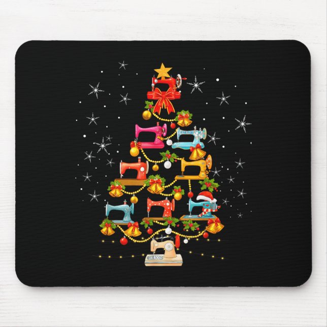 Mousepad Cute Sewing Machine Christmas Tree Christmas Ornam (Frente)
