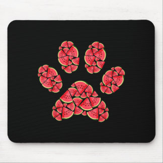 Mousepad Cute Silhouette Of Dog Paw Watermelon Slices