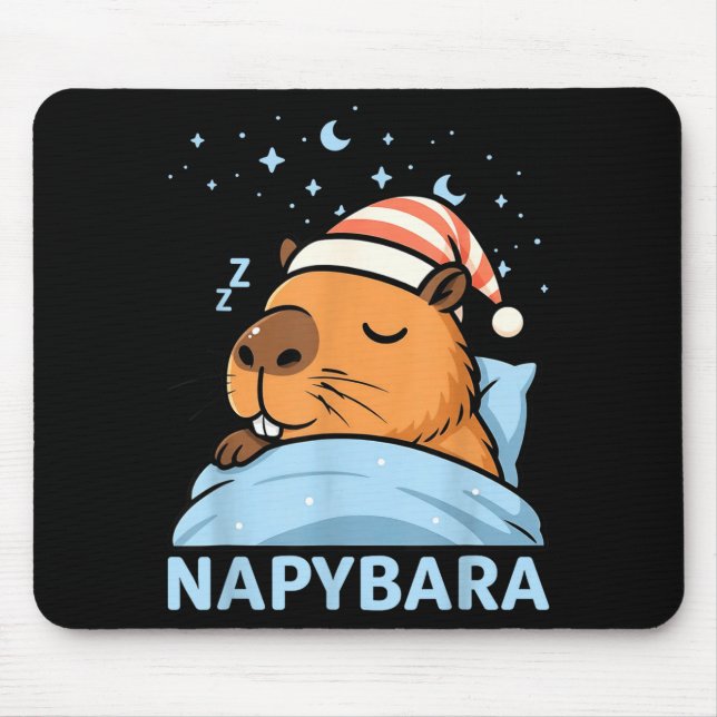 Mousepad Cute Sleepy Capybara Funny Napybara Pajamas  (Frente)