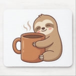 Mousepad Cute Sloth Coffee Sticker<br><div class="desc">Make work less stressful! This cute sloth mousepad adds joy to your desk setup. Smooth surface and non-slip base.</div>
