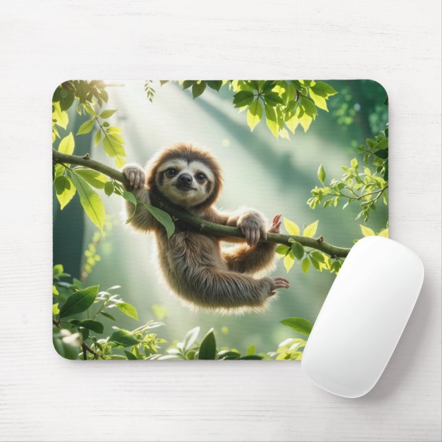 Mousepad Cute Sloth In Sunbeams (Com mouse)