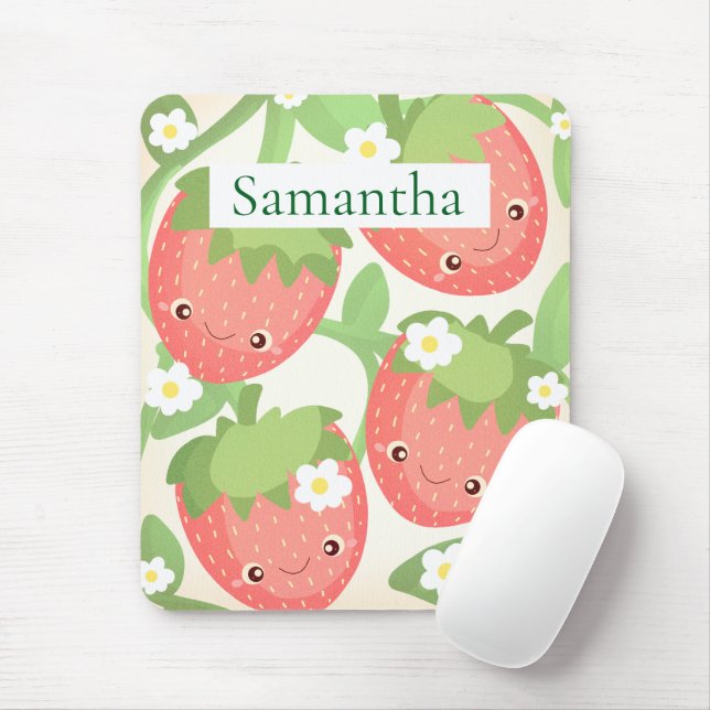 Mousepad Cute Strawberry Garden  (Com mouse)