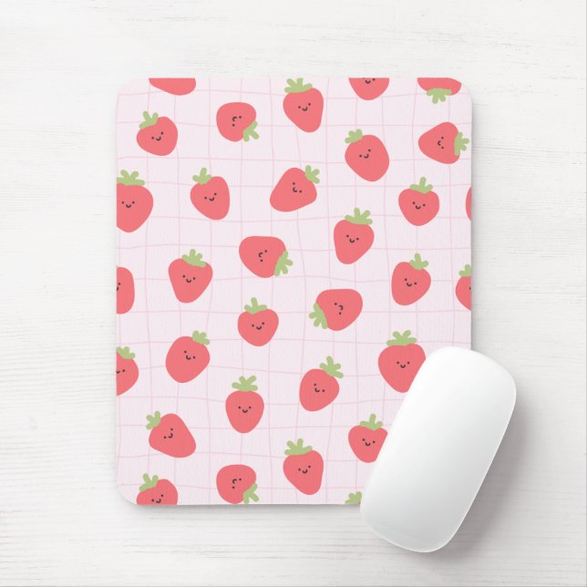Mousepad Cute Strawberry Pattern – Kawaii Strawberry (Com mouse)
