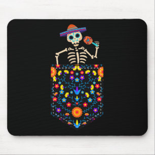 Mousepad Cute Sugar Skull Esqueleto no Bolso Mexicano Cinco