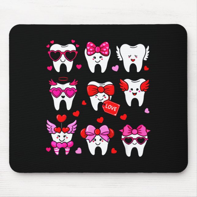 Mousepad Cute Teeth Love Valentine's Day Dental  (Frente)