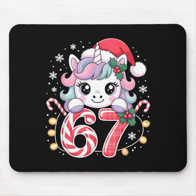 Mousepad Cute Unicorn 67 Christmas Meme Six Seven Christmas (Frente)