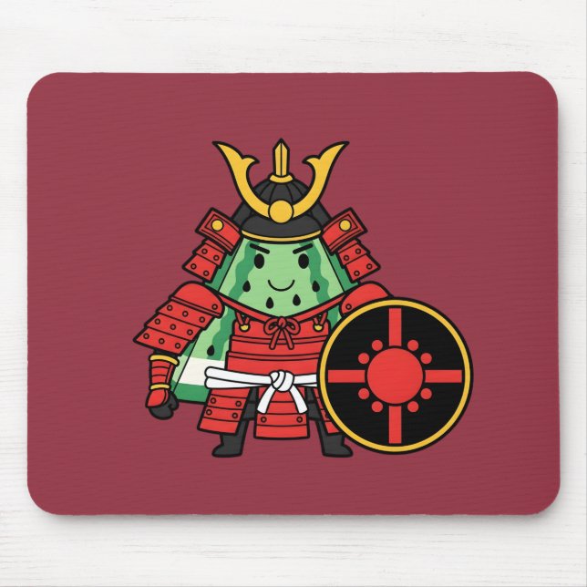 Mousepad Cute Watermelon Shogun Samurai Warrior Illustratio (Frente)