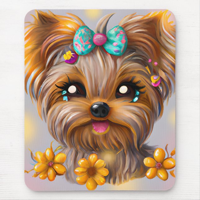 Mousepad Cute Yorkie Kawaii (Frente)
