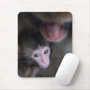 Mousepad Cutest Baby Animals Baby Macaque Monkey & Mother