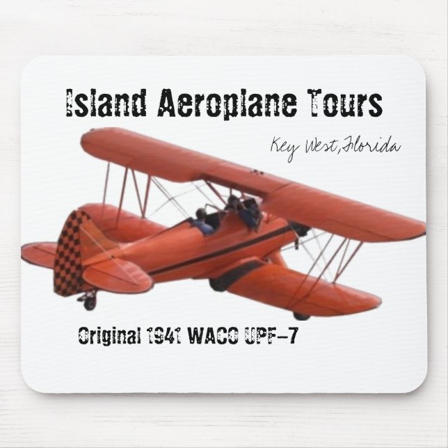 Mousepad cutoutbiplane, excursões do avião da ilha, Key (Frente)