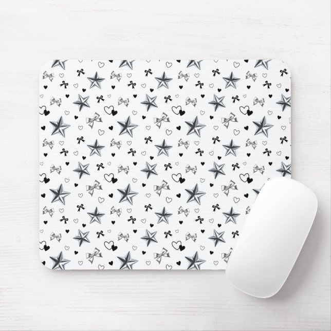 Mousepad Cyber Balletcore Fita Prateada Estrela Padrão Bran (Com mouse)