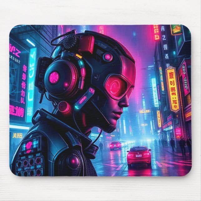 Mousepad Cyberpunk Night City Pilot XL Gaming Desk Mat (Frente)