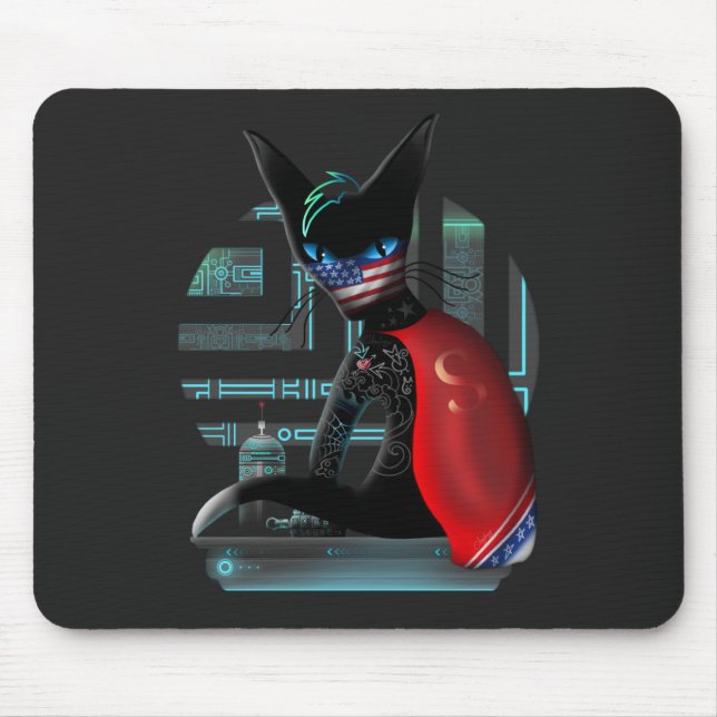 Mousepad Cyberpunk Ninja Black Cat (Frente)